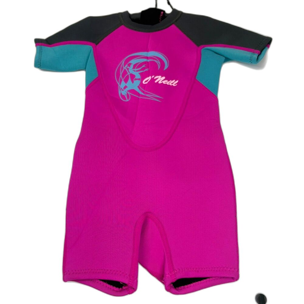 O'Neill Toddler Size 1Reactor-2 2mm Short Sleeve Spring Wetsuit Berry/Light Aqua